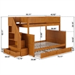 Dover Twin over Full Wood Staircase Bunk Bed w/ Drawer & Trundle in Light Toffee