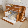 Dover Twin over Full Wood Staircase Bunk Bed w/ Drawer & Trundle in Light Toffee