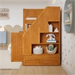 Dover Twin over Full Wood Staircase Bunk Bed w/ Drawer & Trundle in Light Toffee