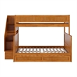 Dover Twin over Full Wood Staircase Bunk Bed w/ Drawer & Trundle in Light Toffee