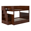 Dover Full over Full Wood Staircase Bunk Bed with Drawer & Trundle in Walnut
