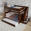 Dover Full over Full Wood Staircase Bunk Bed with Drawer & Trundle in Walnut