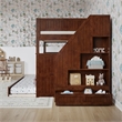 Dover Full over Full Wood Staircase Bunk Bed with Drawer & Trundle in Walnut