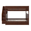 Dover Full over Full Wood Staircase Bunk Bed with Drawer & Trundle in Walnut