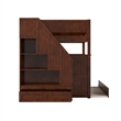 Dover Full over Full Wood Staircase Bunk Bed with Drawer & Trundle in Walnut
