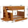 Dover Full over Full Wood Staircase Bunk Bed w/ Drawer & Trundle in Light Toffee