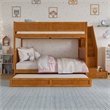Dover Full over Full Wood Staircase Bunk Bed w/ Drawer & Trundle in Light Toffee