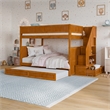 Dover Full over Full Wood Staircase Bunk Bed w/ Drawer & Trundle in Light Toffee