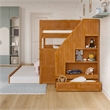 Dover Full over Full Wood Staircase Bunk Bed w/ Drawer & Trundle in Light Toffee