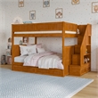 Dover Full over Full Wood Staircase Bunk Bed w/ Drawer & Trundle in Light Toffee