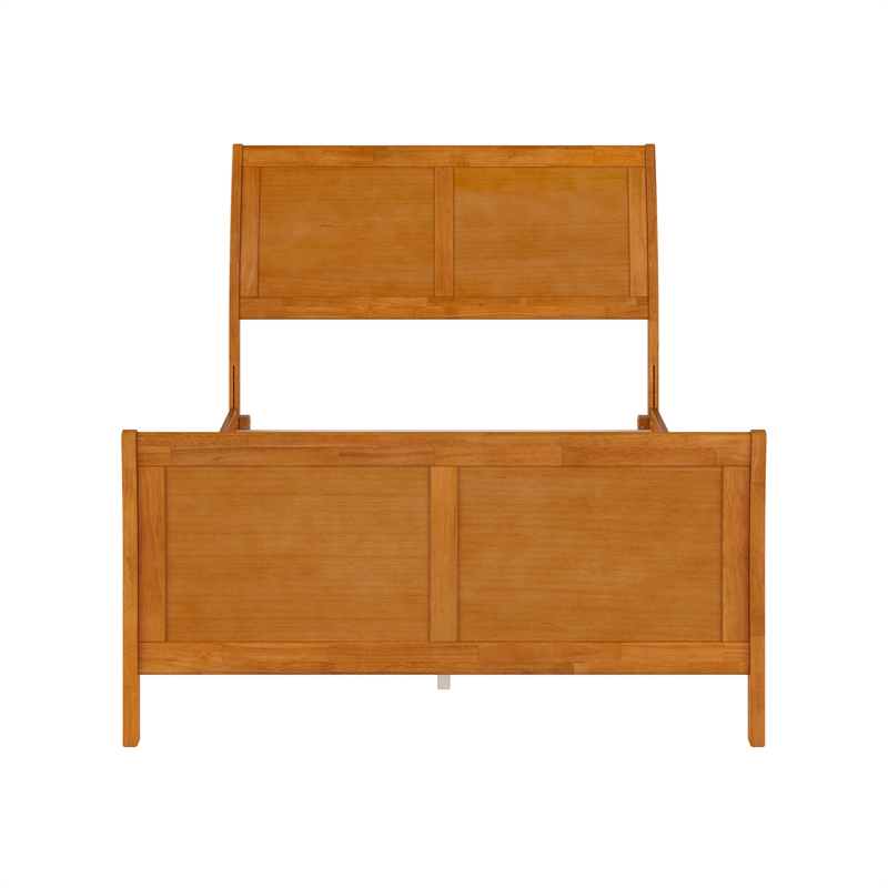 Portland Full Wood Low Platform Bed with Matching Footboard in Light Toffee