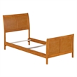 Portland Twin XL Wood Foundation Bed Frame with Matching Footboard  Light Toffee