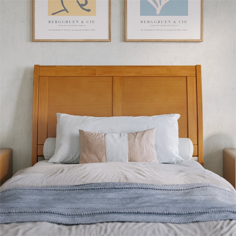 Portland Twin XL Wood Bed with Matching Footboard & Trundle in Light Toffee