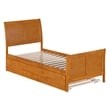 Portland Twin XL Wood Bed with Matching Footboard & Trundle in Light Toffee