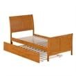 Portland Twin Wood Bed with Matching Footboard & Trundle in Light Toffee