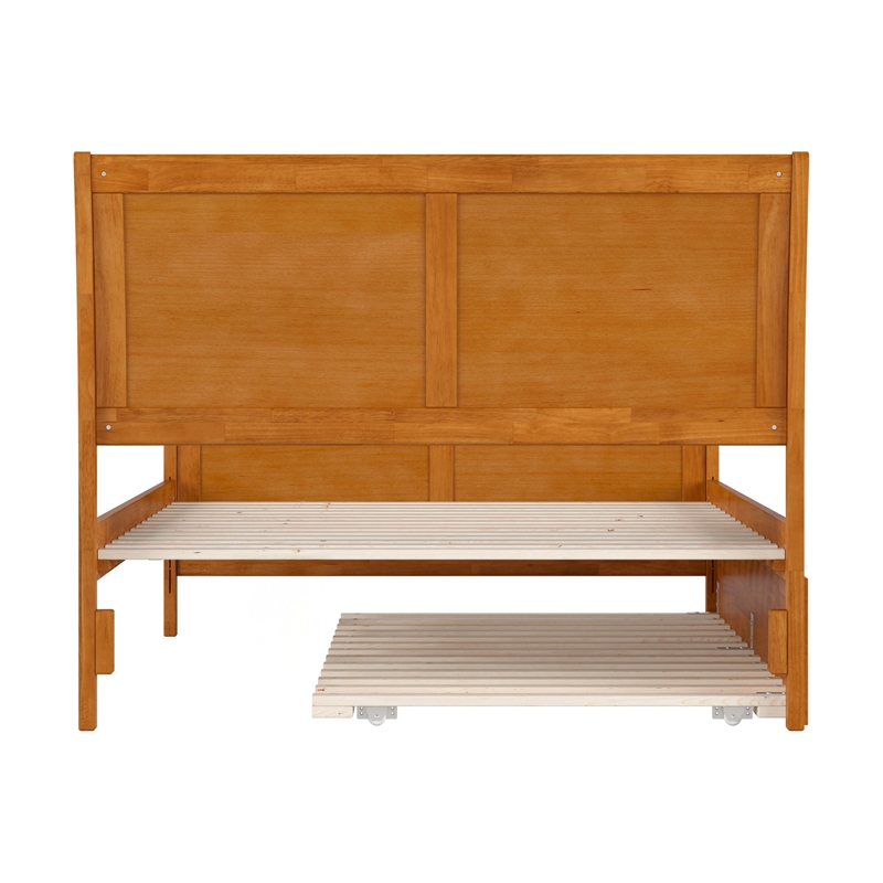 Portland Full Wood Bed with Matching Footboard & Trundle in Light Toffee