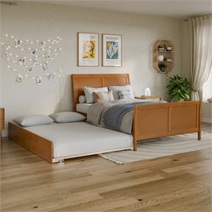Portland Full Wood Bed with Matching Footboard & Trundle in Light Toffee