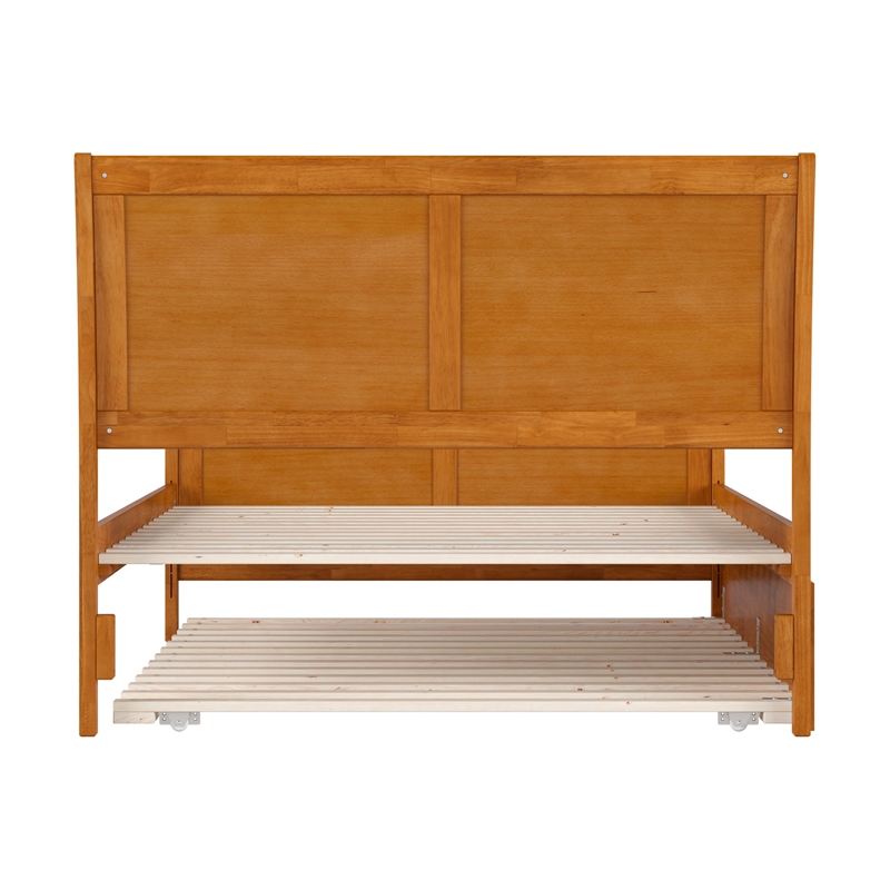 Portland Full Wood Bed with Matching Footboard & Trundle in Light Toffee