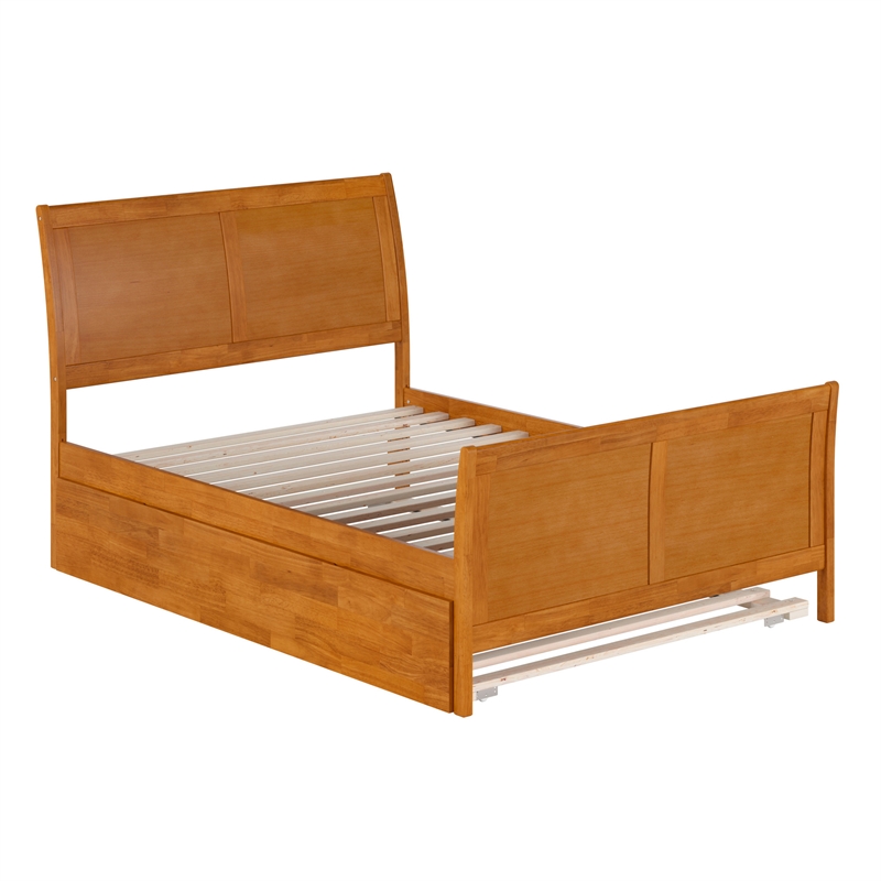 Portland Full Wood Bed with Matching Footboard & Trundle in Light Toffee