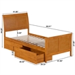 Portland Twin XL Storage Wood Bed with Matching Footboard in Light Toffee