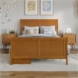 Portland Full Storage Wood Platform Bed with Matching Footboard in Light Toffee