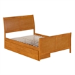 Portland Full Storage Wood Platform Bed with Matching Footboard in Light Toffee