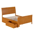 Portland Full Storage Wood Platform Bed with Matching Footboard in Light Toffee