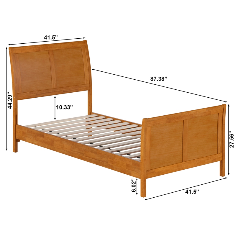 Valencia Twin XL Low Profile Platform Bed w/Matching Footboard in Light Toffee