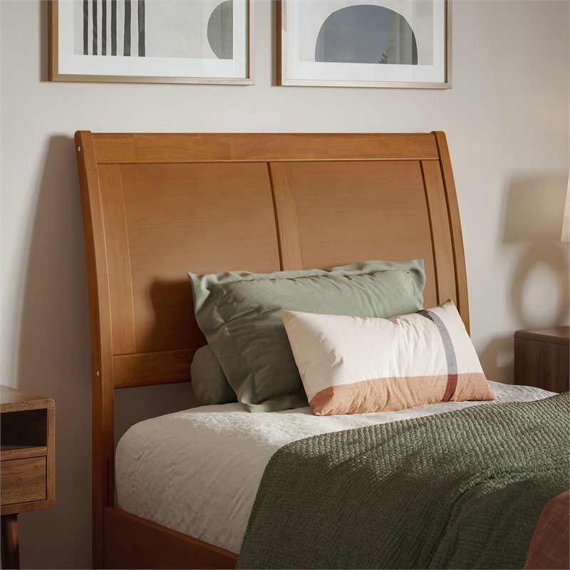 Valencia Twin XL Low Profile Platform Bed w/Matching Footboard in Light Toffee