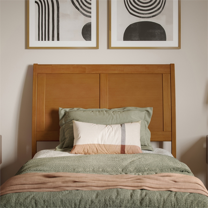 Valencia Twin XL Low Profile Platform Bed w/Matching Footboard in Light Toffee