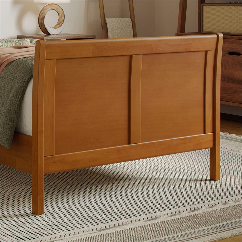 Valencia Twin XL Low Profile Platform Bed w/Matching Footboard in Light Toffee