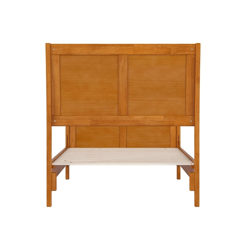 Valencia Twin Low Wood Platform Bed with Matching Footboard in Light Toffee