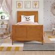 Valencia Twin Low Wood Platform Bed with Matching Footboard in Light Toffee