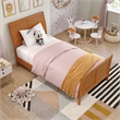 Valencia Twin Low Wood Platform Bed with Matching Footboard in Light Toffee