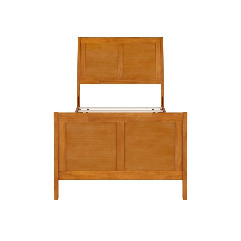 Valencia Twin Low Wood Platform Bed with Matching Footboard in Light Toffee