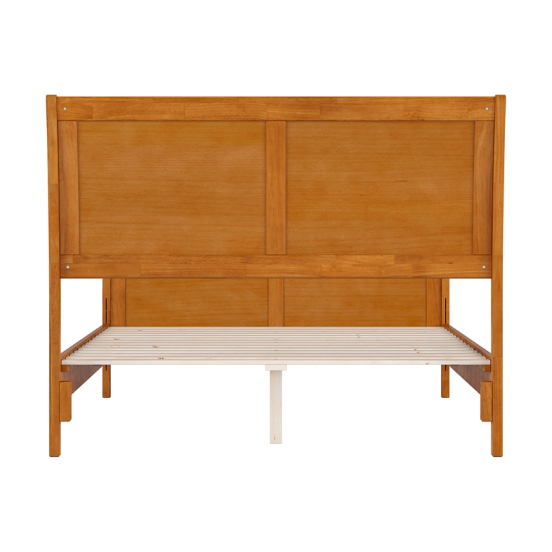 Valencia Full Low Wood Platform Bed with Matching Footboard in Light Toffee