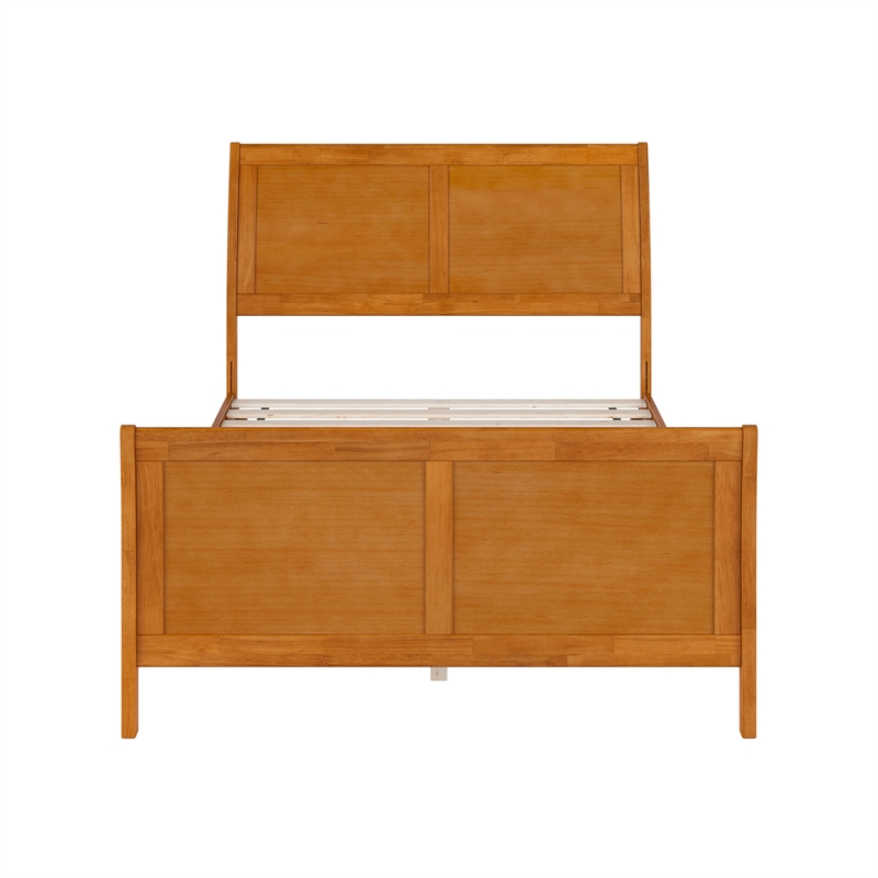 Valencia Full Low Wood Platform Bed with Matching Footboard in Light Toffee