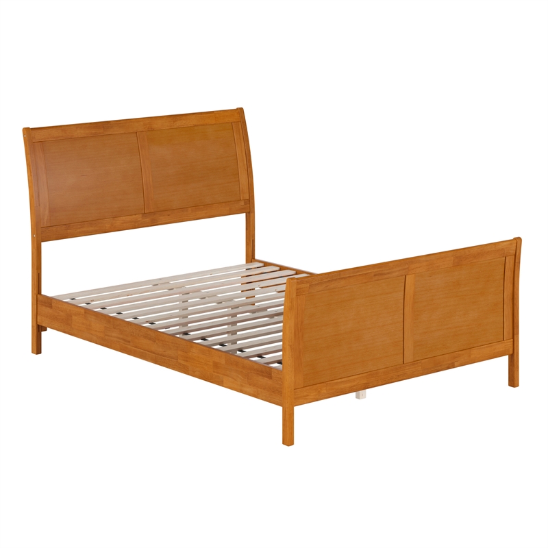 Valencia Full Low Wood Platform Bed with Matching Footboard in Light Toffee