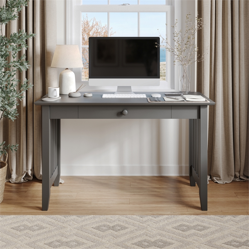 AFI Mission Solid Wood Writing Office Desk with Drawer in Gray