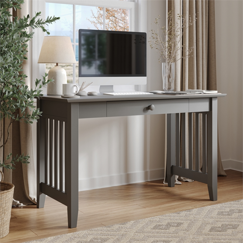 AFI Mission Solid Wood Writing Office Desk with Drawer in Gray