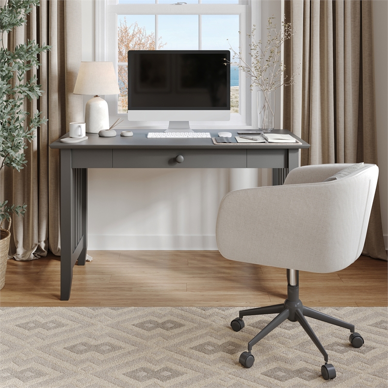 AFI Mission Solid Wood Writing Office Desk with Drawer in Gray