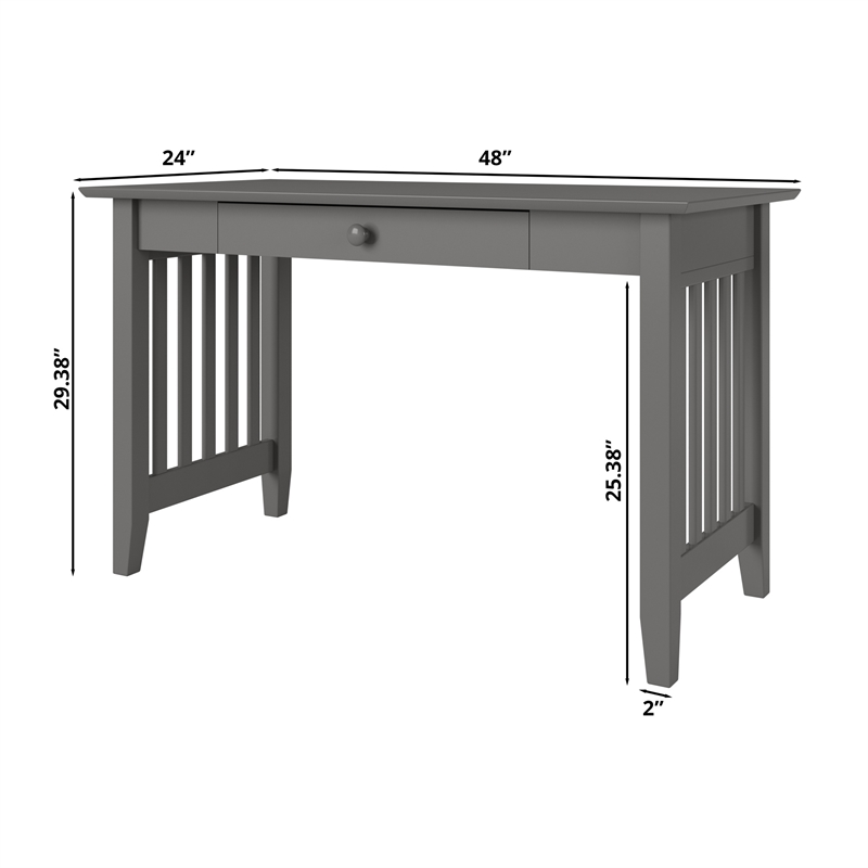 AFI Mission Solid Wood Writing Office Desk with Drawer in Gray