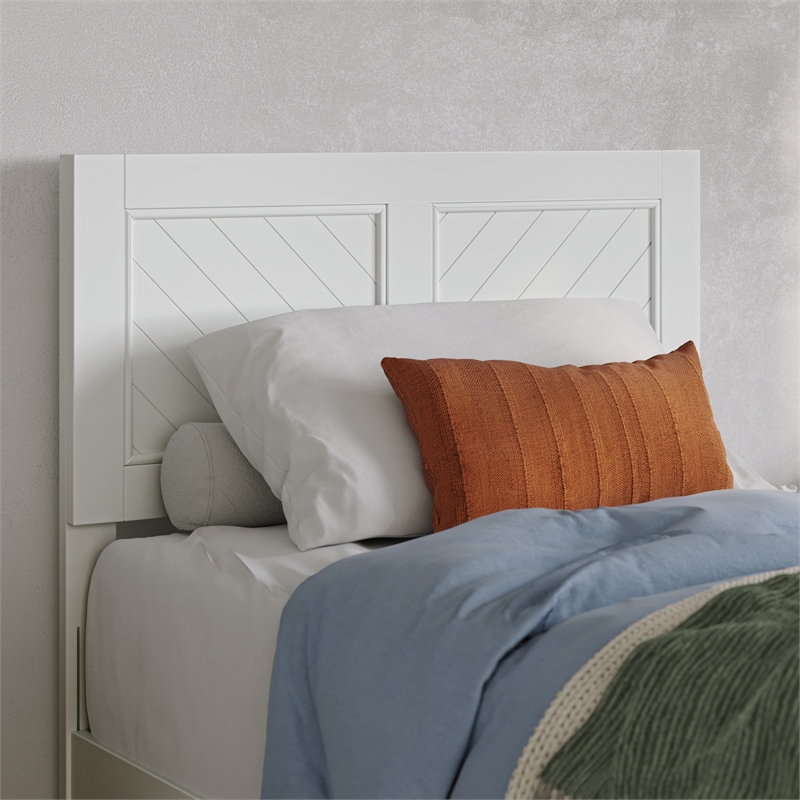 Berkshire Twin XL Wood Low Profile Platform Bed with Matching Footboard in White