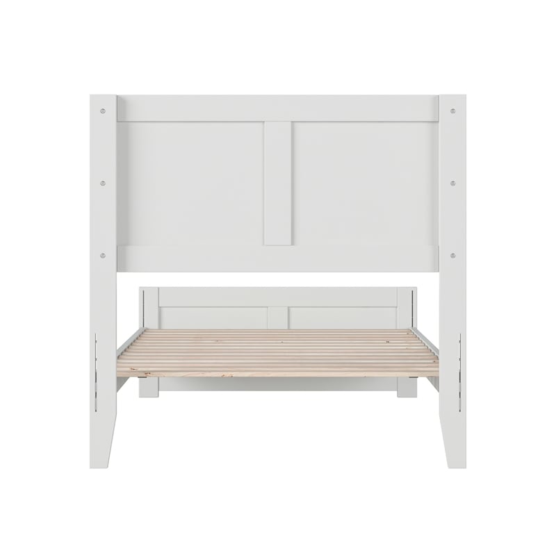 Berkshire Twin XL Wood Low Profile Platform Bed with Matching Footboard in White