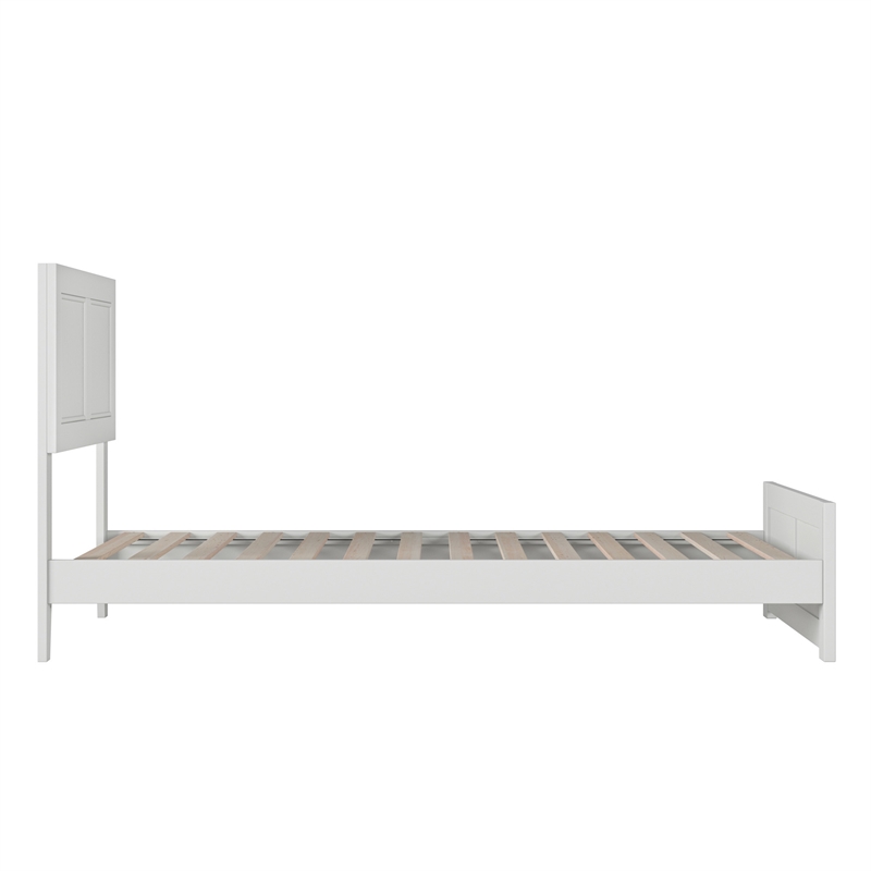 Berkshire Twin XL Wood Low Profile Platform Bed with Matching Footboard in White