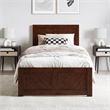 Berkshire Twin XL Low Profile Platform Bed w/ Matching Footboard in Walnut Brown