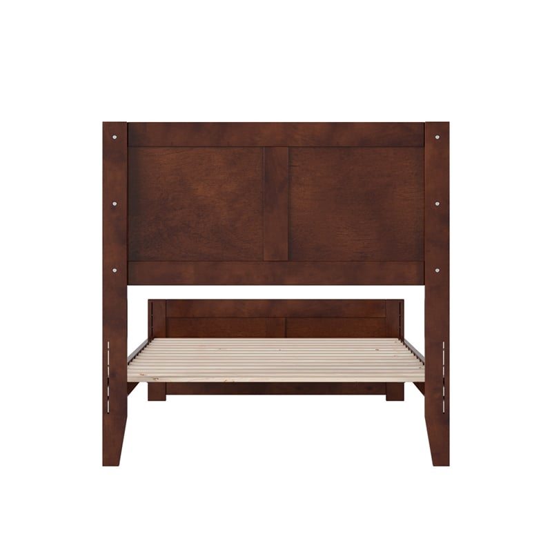 Berkshire Twin XL Low Profile Platform Bed w/ Matching Footboard in Walnut Brown