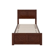 Berkshire Twin XL Low Profile Platform Bed w/ Matching Footboard in Walnut Brown