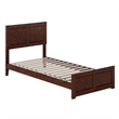 Berkshire Twin XL Low Profile Platform Bed w/ Matching Footboard in Walnut Brown