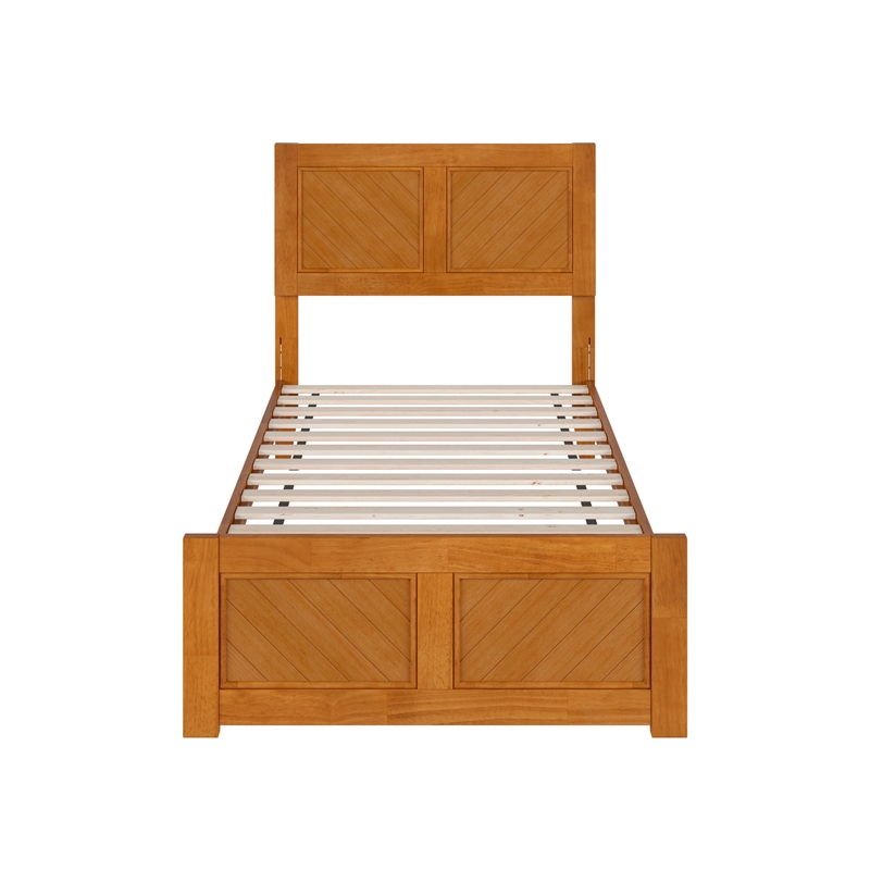Berkshire Twin XL Low Profile Platform Bed w/Matching Footboard in Light Toffee